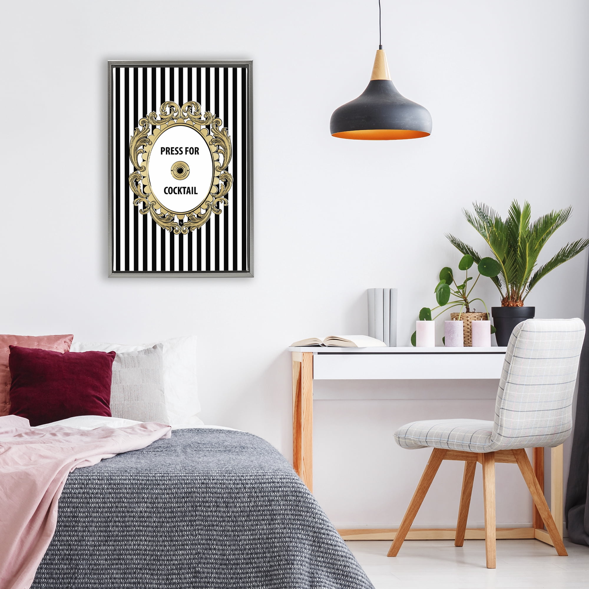 Stupell Industries Press For Cocktail Celebration Gray Framed Floater Canvas Wall Art, design by Martina Pavlova