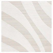 SAFAVIEH Manhattan Alvine Wavy Striped Area Rug, Ivory/Beige, 6' x 6' Square