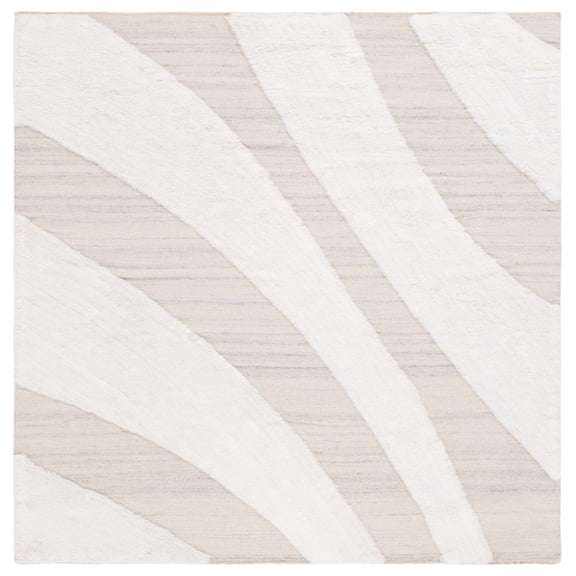 SAFAVIEH Manhattan Alvine Wavy Striped Area Rug, Ivory/Beige, 6' x 6' Square