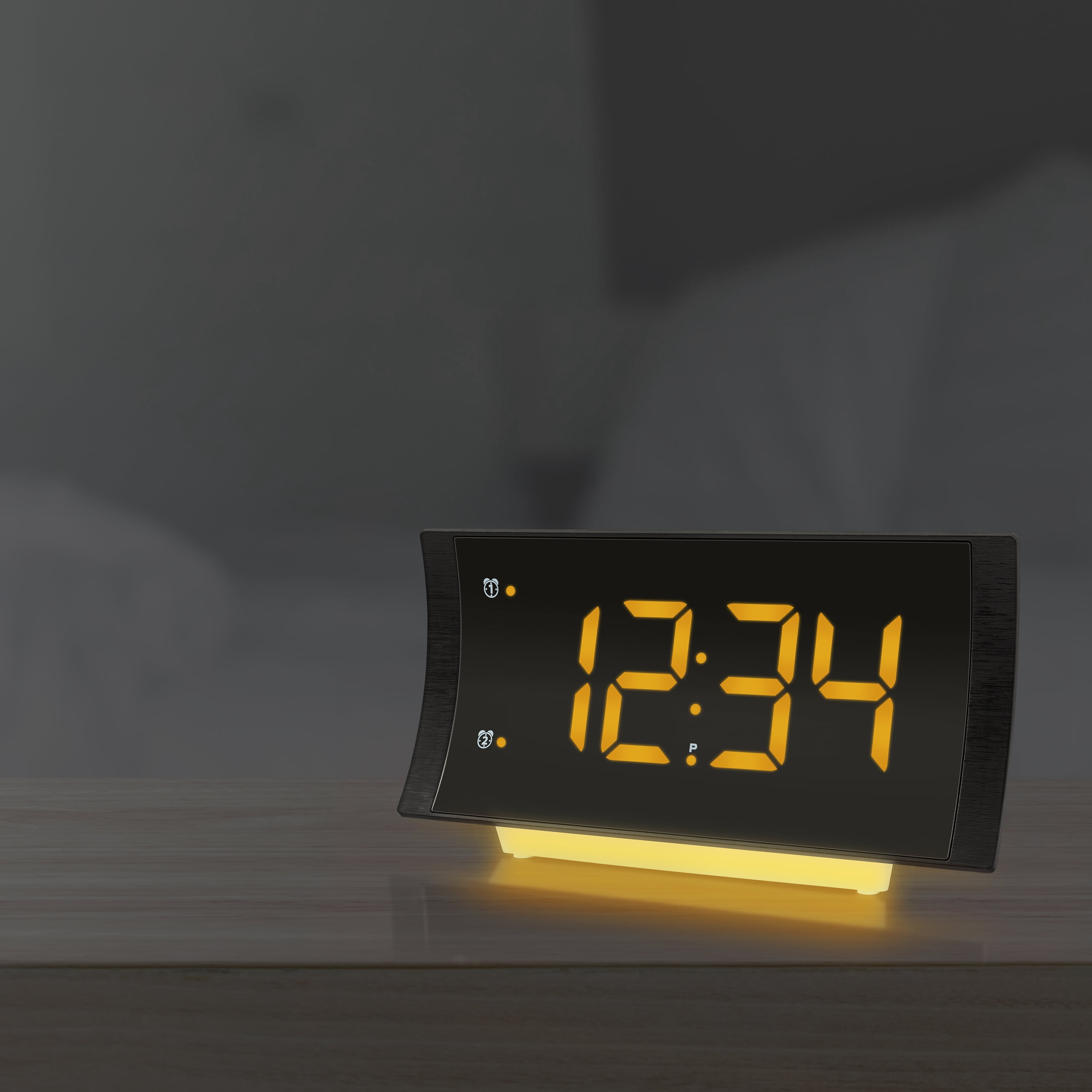 La Crosse Technology Black LED Bedside Alarm Clock 617-89577-INT with Radio and USB port