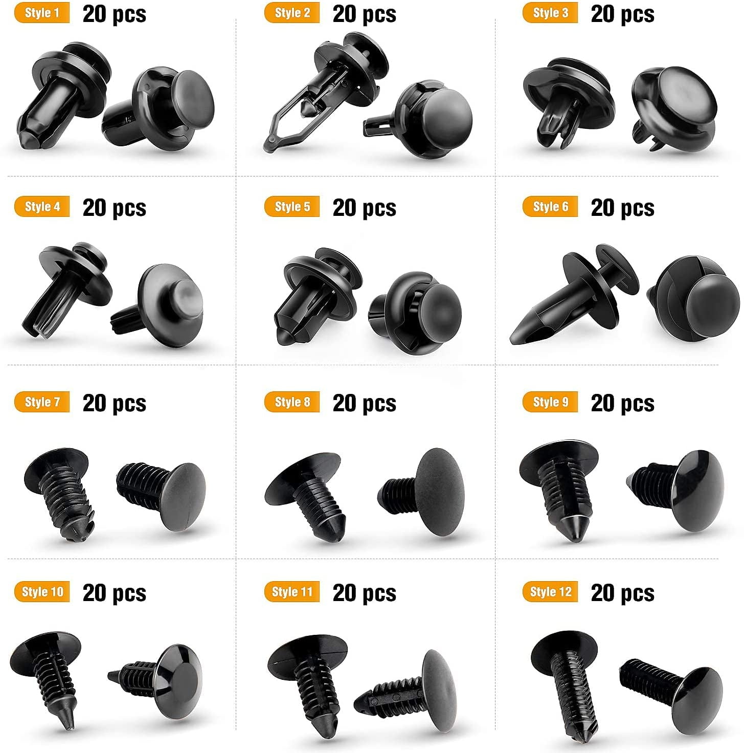 GOOACC 240Pcs Bumper Retainer Clips Car Plastic Rivets Fasteners Push Retainer Kit Most Popular Sizes Auto Push Pin Rivets Set Door Trim Panel Fender Clips for GM Ford Toyota Honda Chrysler
