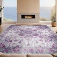 thumbnail image 2 of Design&I 8'x10' Washable Area Rug Snag-Free Purple Grey Boho Medallion Design Symmetrical Accents with Decorative Border for Dining Room, Large Office, Lounge, 2 of 7