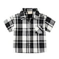 thumbnail image 4 of LIIPEE Fashion Plaid Graphic Button Up Shirts For Boys Short Sleeve Turn Down Collar Pocket Shirt Kids Casual Cute Summer Tops,12-24 Months, 4 of 4