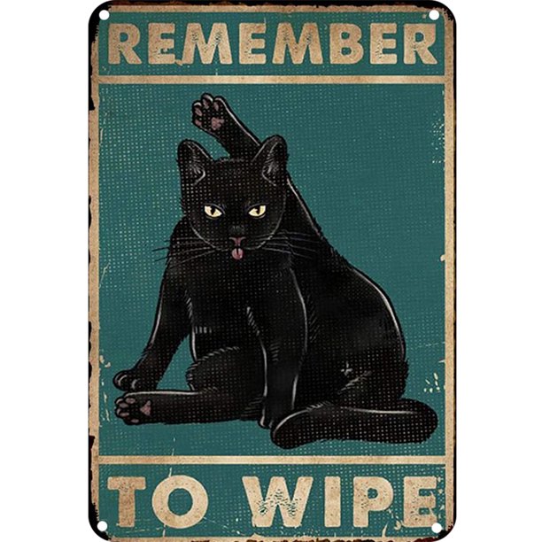 Placa Metal Vintage Gato Pintura Hierro Rectangular Arte La Pared 20x30cm