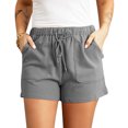 thumbnail image 1 of Pantalones cortos casuales para mujer con bolsillos con cordón de moda, pantalones cortos de verano suaves y transpirables para fiesta en la playa, gimnasio, 1 of 5