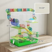 PawHut 5 Tiers Hamster Cage Small Animal Habitat with Exercise Wheels, Tube, Water Bottles, and Ladder, for Dwarf Hamster, Gerbil, Green