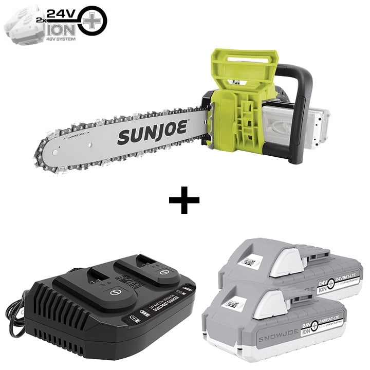 Sun Joe 24VX2CS16MAX 48Volt iON+ Cordless Chain Saw Kit 16Inch