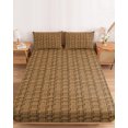 thumbnail image 2 of Twin XL Size Fitted Sheet Set - Vintage Rattan 2 Piece Bedding Sets 16" Deep Pocket Fitted Sheet with 1 Pillowcases, Minimalist Abstract Wicker Texture Brown Brushed Microfiber Hotel Bed Sheets, 2 of 9