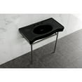thumbnail image 2 of Kingston Brass VPB28140W86K Bristol 36" Ceramic Console Sink with Stainless Steel Legs (8-Inch, 3-Hole), Black/Polished Nickel, 2 of 6