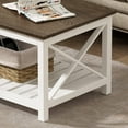 thumbnail image 7 of Coffee Table, Rustic Farmhouse Table with Shelf for Living Room, Vintage Finish White, 7 of 7