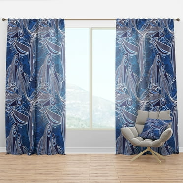 Designart 'Fantastic Fishes With Blue Pattern' Nautical & Coastal Curtain Panel