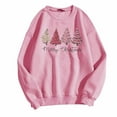 thumbnail image 4 of Fiaer Merry Christmas Women Sweatshirts Cute Xmas Tree Graphic Long Sleeve Plus Size Crew Neck Baggy Holiday Tops Pink XL, 4 of 4