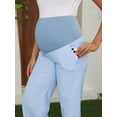 thumbnail image 5 of DARING DIVA Women's Wide Leg Maternity Pants Over Belly Elastic Waist 2XL Blue Stripe, 5 of 7