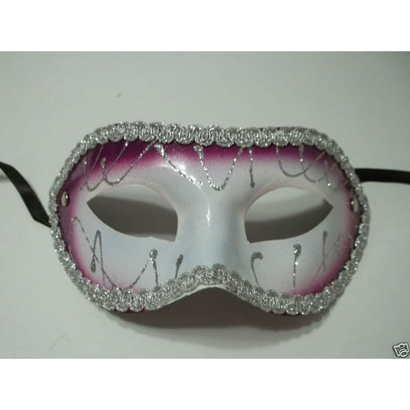 Dark Purple White Mardi Gras Masquerade Party Value Mask