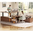 thumbnail image 3 of SEDETA L Shaped Electric Standing Desk with Storage, 28.3~47.1" Height Adjustable Office Desk with 4 Drawers and Shelves, 69" Fluted Sit Stand Computer Desk with Power Outlet for Home Office, Brown, 3 of 9