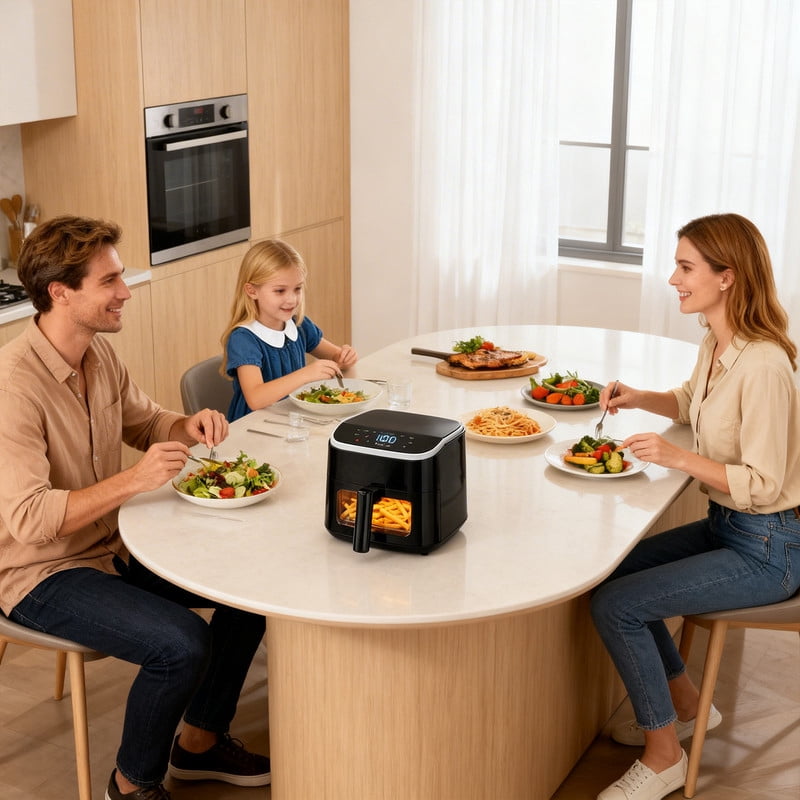 Simenmax 4QT Air Fryer with Visible Window, 1500W Compact Air Fryer with 8 Presets, Digital Touchscreen Air Fryer with Auto Shut Off, Black