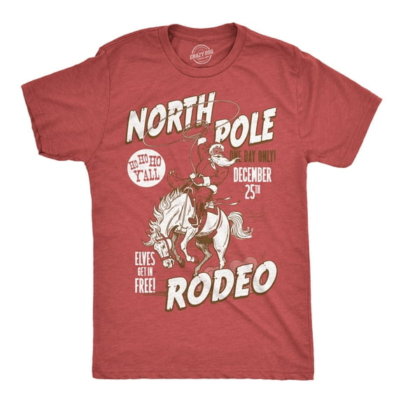 Mens Funny T Shirts North Pole Rodeo Sarcastic Christmas Graphic Novelty Tee For Men Graphic Tees