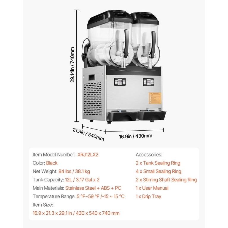 KFFKFF Commercial Slushy Machine, 12Lx2Tank Slushie Machine