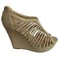 thumbnail image 3 of Top Moda Denver-1 Women's Bird Cage Gladiator Wedge Heel Sandals Platform ShoesTop Moda Denver-1 Women's Bird Cage Gladiator Wedge Heel Sandals Platform Shoes BEIGE 8.5, 3 of 5