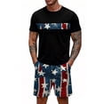 thumbnail image 4 of GrmtClth Men's Usa Flag 2 Piece Outfits Independence Day 4th Of July Tee and Shorts Set Breathable Short Sleeve Outfits Soft Elastic Drawstring Clothes Red L, 4 of 5