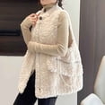 thumbnail image 4 of Elainilye Fashion Lightweight Jacket Women Casual Winter Outerwear Integrated Mid Length Jacket Lamb Wool Waistcoat,White, 4 of 4
