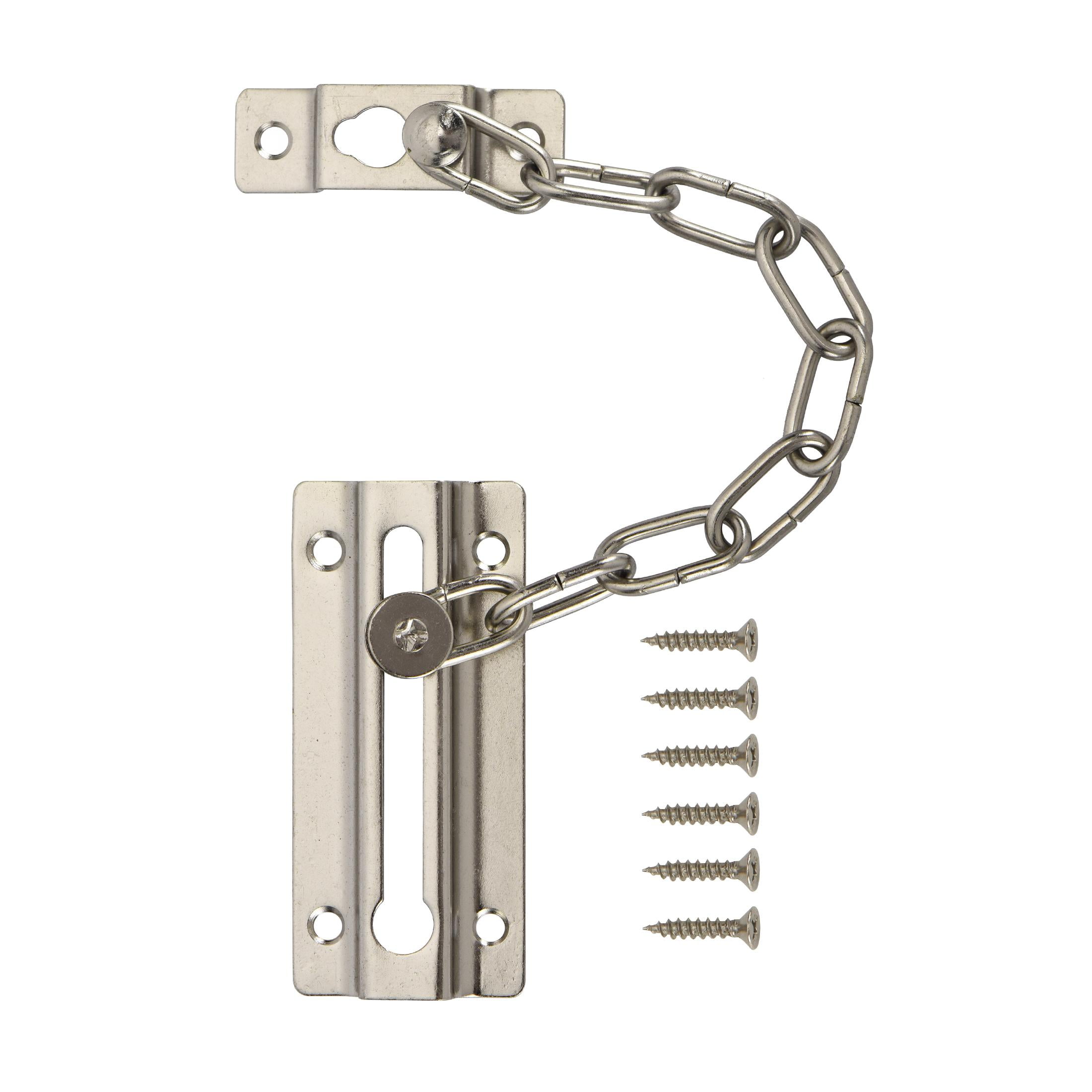 (2 pack) Hyper Tough New Steel Privacy Chain Door Guard,Satin Nickel Finish