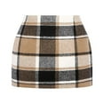 thumbnail image 2 of HLONK Womens Plaid Mini Skirt Bodycon High Waist A line Pencil Skirts Fall Winter Wool Skirts Pink L, 2 of 3