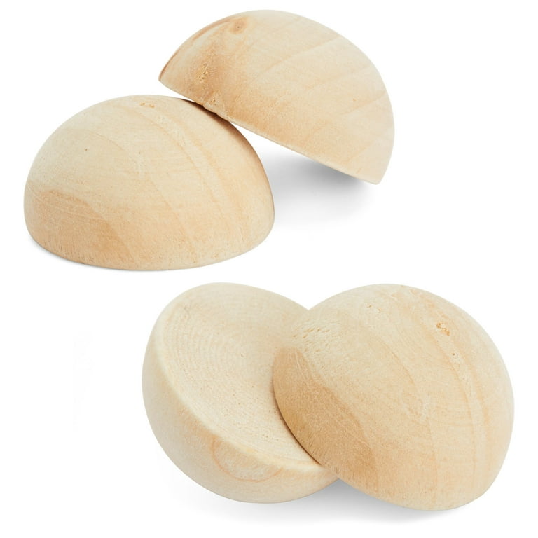 100 Pack Half Wooden Spheres for Crafts, 1-Inch Split Wood Balls