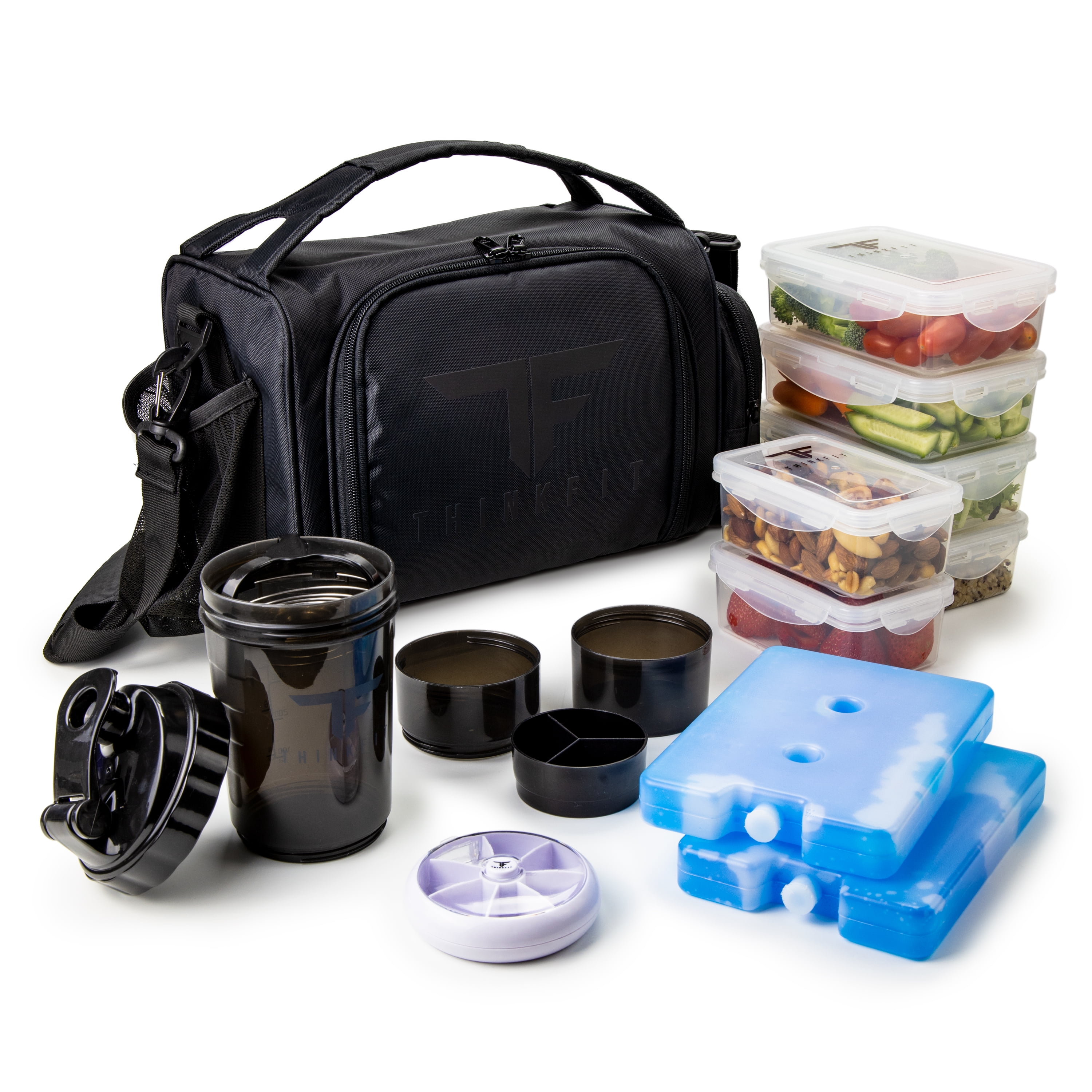 ThinkFit Insulated Meal Prep Lunch Box with 6 Containers - BPA-Free