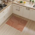 thumbnail image 2 of ODIKA 3'x5' Coral Red Minimal Curvature Design Washable Accent Rug Mid Century Modern Abstract Arch Pattern Pet Friendly, Non-Shedding Mat for Bedside, Nursery Room, 2 of 7