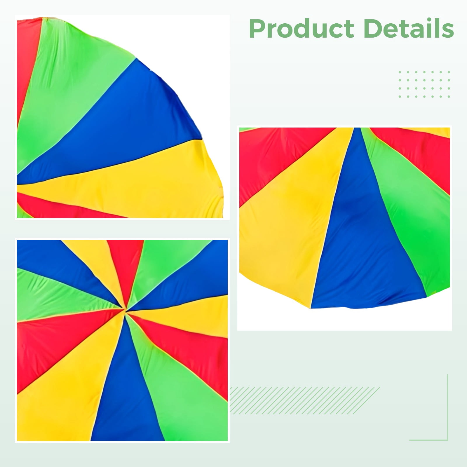 Rainbow Play Parachute, 9.8 ft Durable Polyester Group Activity for Cooperative Games, No Center Hole Safe Design