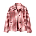 thumbnail image 7 of BXJX Womens Plaid Shackets, Long Sleeve Button Down Lightweight Lapel Collar Shacket Jackets with Pockets Red Size XL, 7 of 7