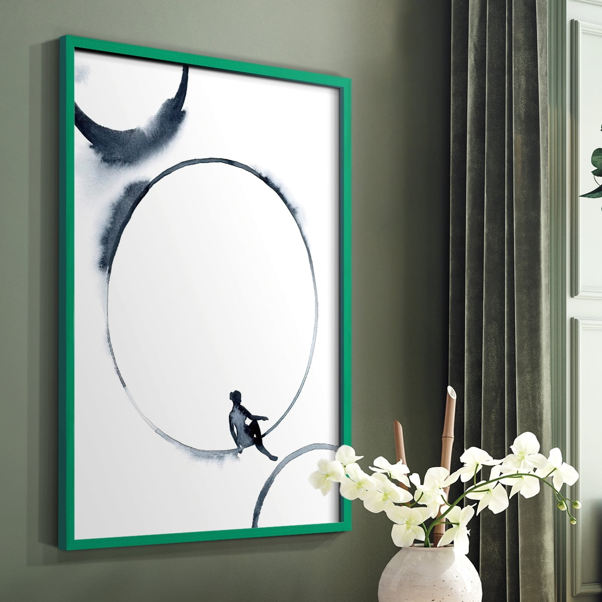 Woman in the Moon I Framed Print - Solid Wood in Single Picture Frame Solid Wood 2 Framed Print