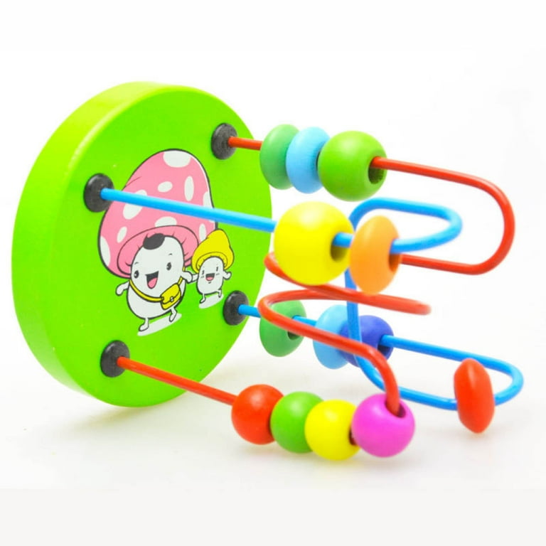 Wooden Bead Maze Roller Toy Colorful Wire Tracking Game for