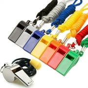 Casewin Whistle with Lanyard, 8 Packs Sports Whistles Bulk, 7pcs Plastic Whistle and 1pcs Stainless Steel Whistle, Loud Crisp Sound Whistle Ideal for Coaches, Referees and Lifeguards