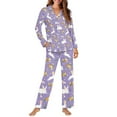 thumbnail image 2 of FOR U DESIGNS Easter Rabbit Button Up Pajamas for Women Long Sleeve Sleepwear Pants and V-neck Tops 2 Piece Size XL Button Nightwear with Pockets for Women Winter, 2 of 7