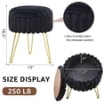 thumbnail image 2 of Black Round Storage Ottoman Stool with Metal Legs, Faux Fur Upholstery, 13"D x 13"W x 16.5"H, 250 lb Capacity, 2 of 7