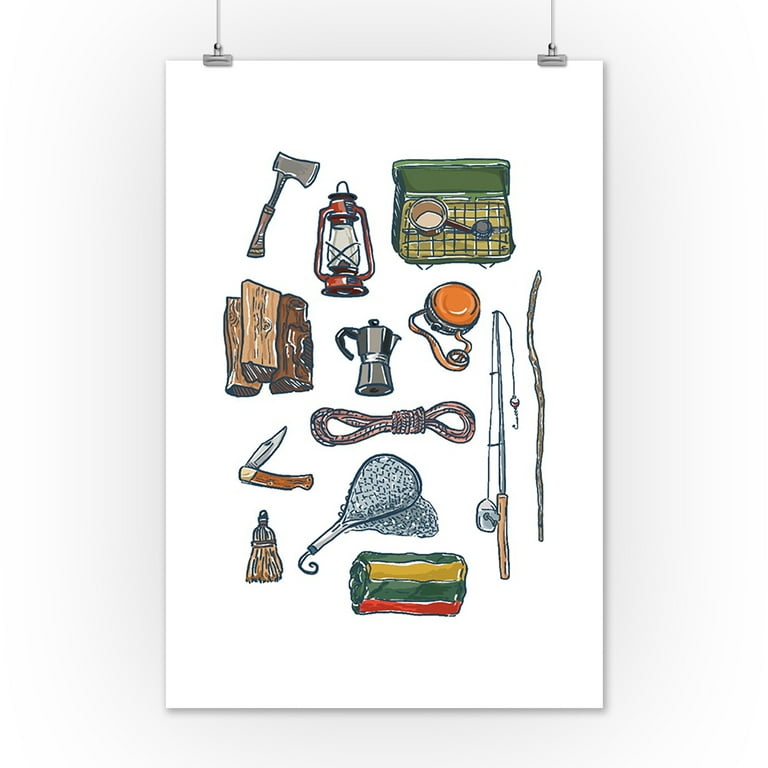 Camping Gear, Icon (12x18 Wall Art Poster, Room Decor) 