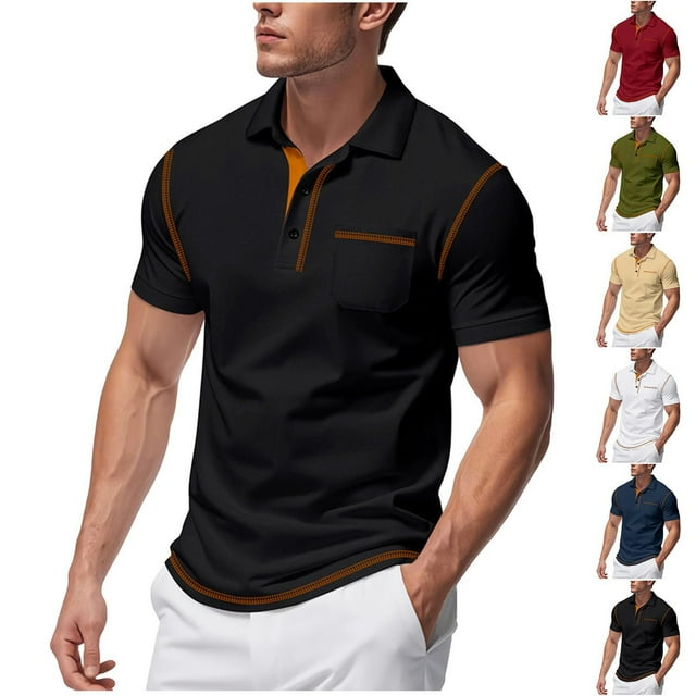 JDQJBZ Mens Casual Shirts And Short Sleeve Button Down Collar Solid Color Pocket Loose Summer Top
