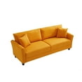thumbnail image 2 of 3-Seater Sofa Couch,Upholstered Linen Fabric Couch with Armrests,Comfy Couch 3 Seater Sofa with Solid Wood Legs,Living Room Sofa Mid-Century Modern Sofa Couch for Living Room Apartment,Yellow, 2 of 7