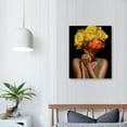 thumbnail image 3 of ARISTURING African American Wall Art Yellow Flower on Black Women Head Vintage Canvas Art Paintings Modern Abstract Girl Picture Home Wall Decor for Bedroom Living Room, Framed Ready to Hang, 3 of 4