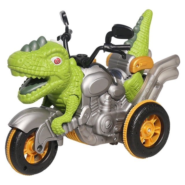 SIYTUAU Kids Remote Control Dinosaur Motorcycle Toy With Stunt Driving Spray Sound Lights Green Color Rechargeable Battery Plastic Material Fun Play Vehicle Gift Green
