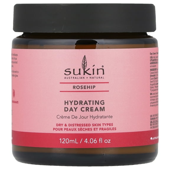 Sukin Hydrating Day Cream, Rosehip, 4.06 fl oz (120 ml)