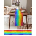 thumbnail image 4 of Table Runner 70 Inches Long for Kitchen Dining, Rainbow Oil Painting Dresser Scarf Farmhouse, Dining Table Decorations for Wedding/Parties, Watercolor Colorful Abstract Art 13 x 70 In, 4 of 9