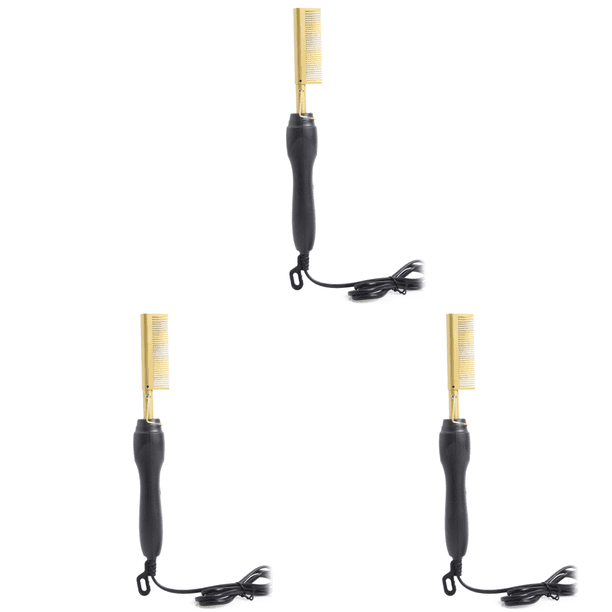 Likrtyny Plancha Pelo 2 en 1 Rizador Plancha Eléctrica Con Calefacción Caliente Peine para Peinar (EE. UU.)