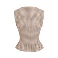 thumbnail image 5 of Wang6 Women's Plaid Printed Tank Tops Causal Sleeveless Smocked Waist Tops Lace up Strap Tshirts Ladies Summer Going out Tees Top 0617liKhaki XS, 5 of 5