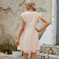 thumbnail image 2 of Jdlsppl Women's Summer Short Sleeve Dress V Neck Dresses Cute Casual Chiffon Beach Fashion A Line Holiday Skater Dress Pink Small, 2 of 4