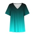 thumbnail image 4 of Itsame Short Shirt Sleeved Tops for Womens Comfortable Printed Relaxed V-neck T-Shirt Blouses Green Size 4XL, 4 of 5