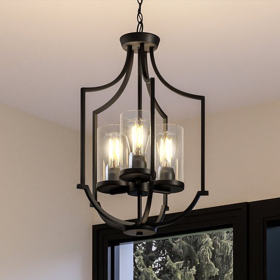 Luxury Contemporary Chandelier, 26H x 16.625W, with Modern Style, Midnight Black, UHP4375 by Urban Ambiance
