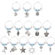 thumbnail image 1 of 1 caja de 14 dijes para bebidas, marcadores de vino, identificadores de copas de vino, bolas de cristal con motivos marinos, oceánicos, hawaianos, identificadores de vino., 1 of 9